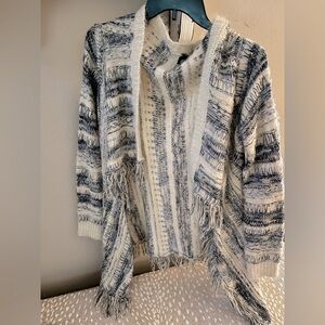Women's Frazzle Cream and blue Sweater Size S cardigan